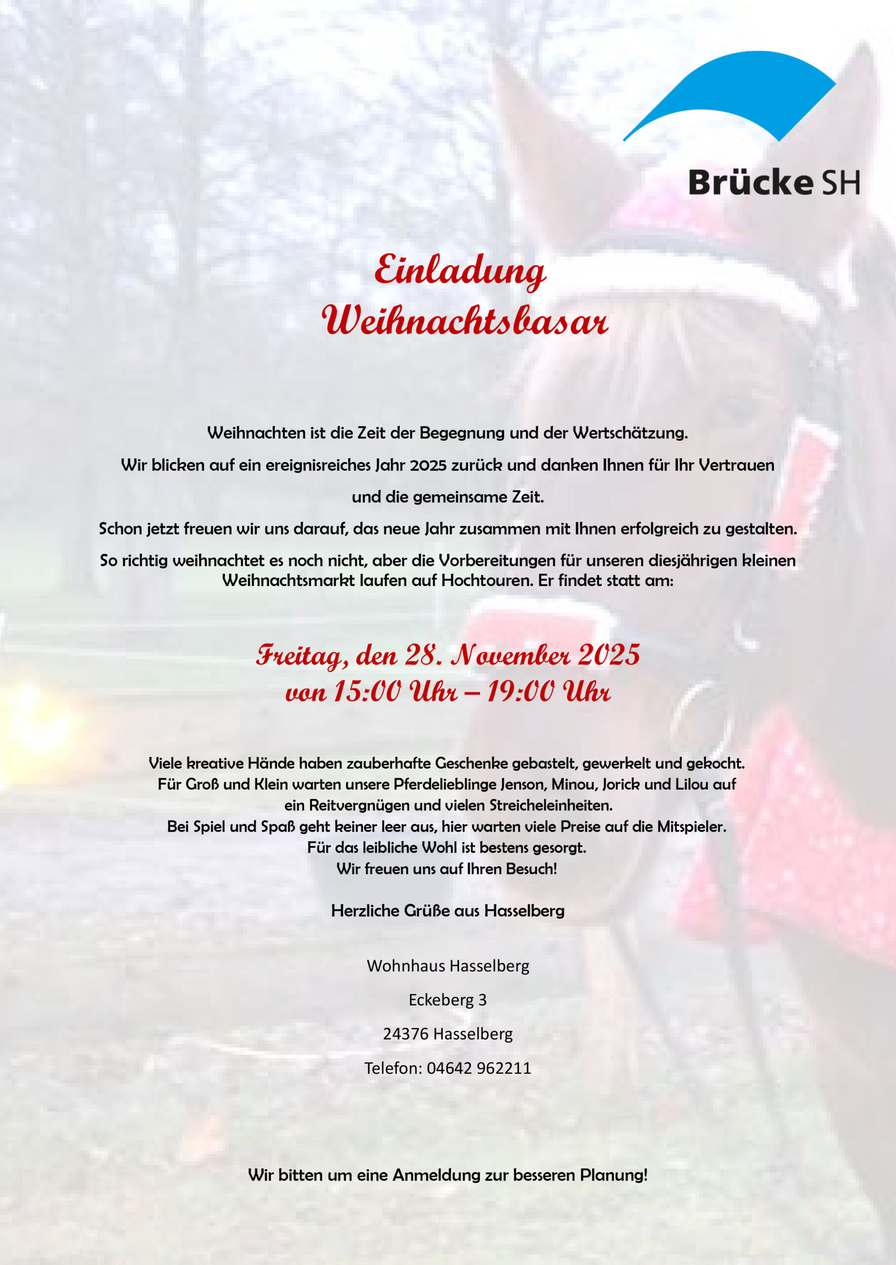 Einladung Weihnachtsbasar 25 Internet Mit Logo