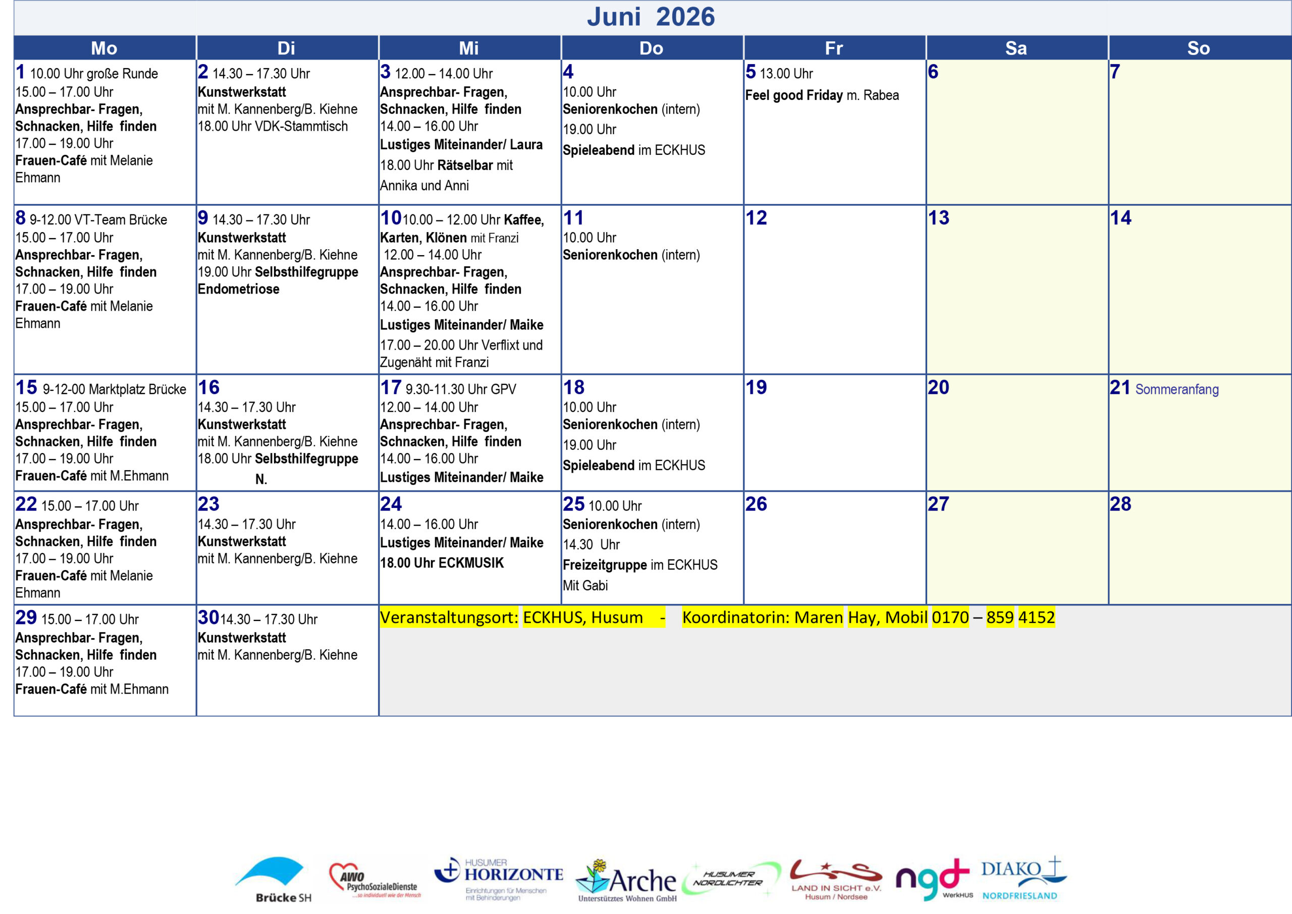 Kalender Mit Deutschland Feiertagen Juni 2026